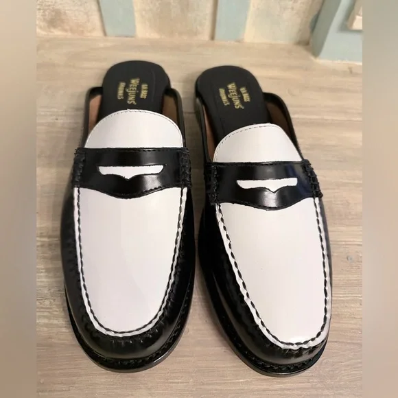 G.H. Bass & Co. Black and White Women's Loafers - Picture 3 of 7